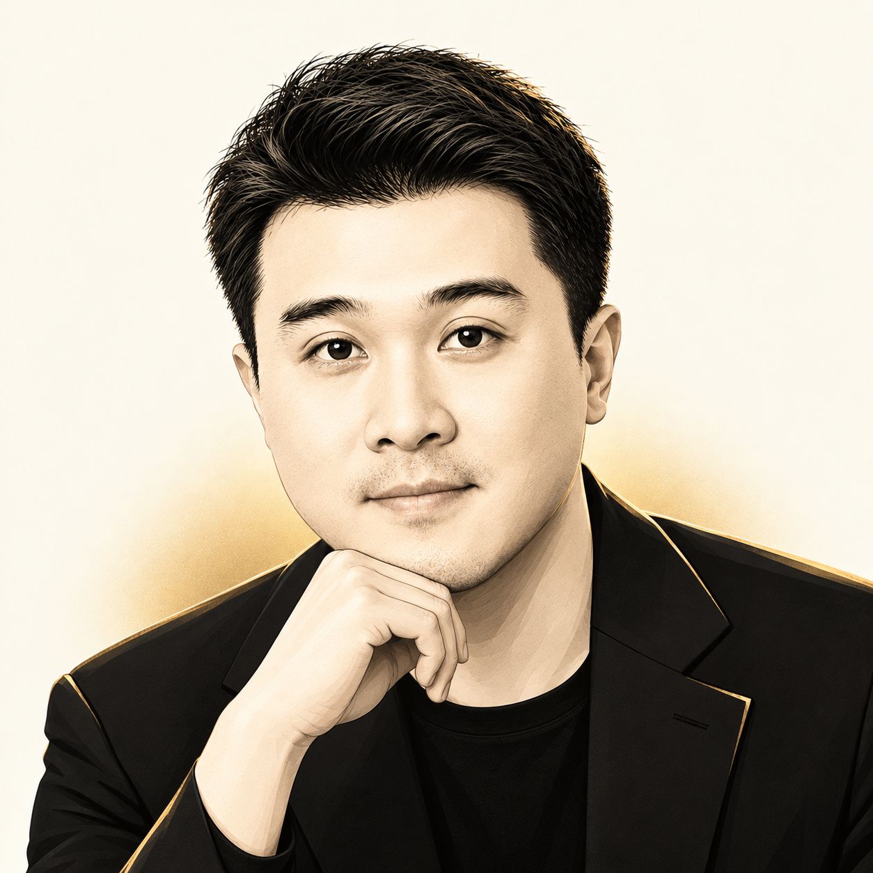 Illustrated portrait of Ian Cheng